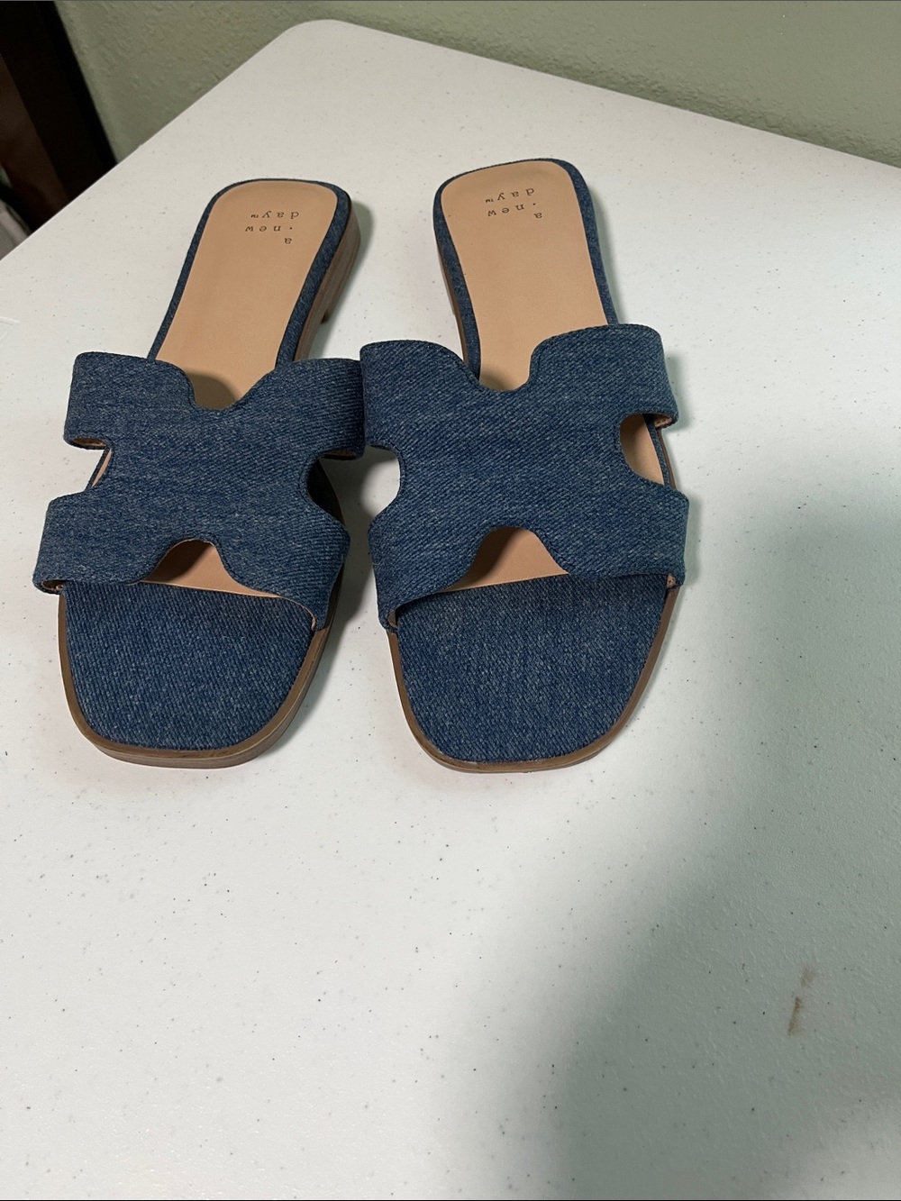 a new day Denim Blue Slide Sandals for Women